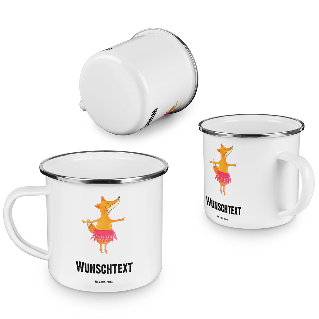 Personalisierte Emaille Tasse Fuchs Ballerina Emaille Tasse personalisiert, Emaille Tasse mit Namen, Campingtasse personalisiert, Namenstasse, Campingtasse bedrucken, Campinggeschirr personalsisert, Fuchs, Fuchs Spruch, Füchse, Füchsin, Ballerina, Ballett, Tänzerin, Tanzen, Party, Einladung, Geburtstag