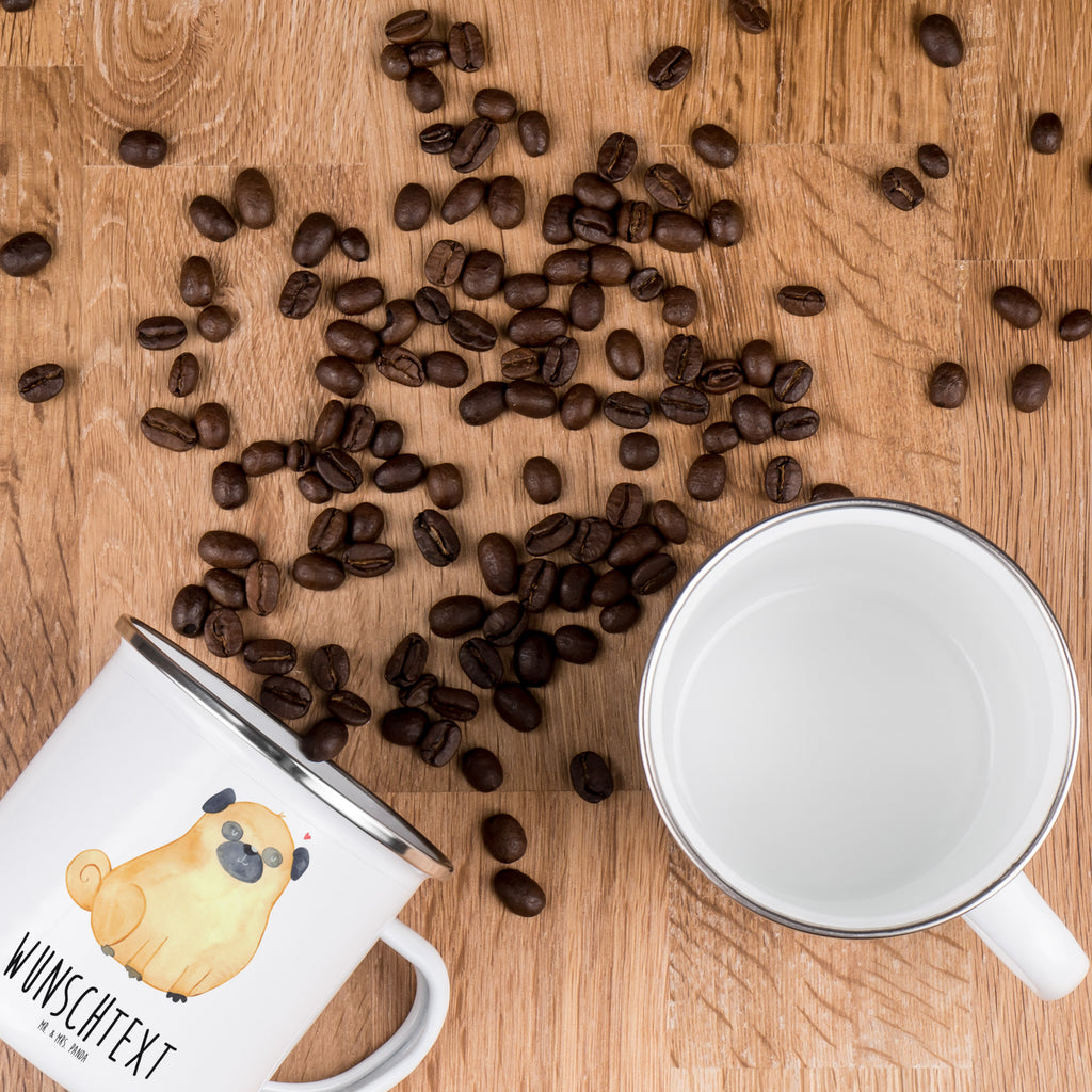 Personalisierte Emaille Tasse Mops Emaille Tasse personalisiert, Emaille Tasse mit Namen, Campingtasse personalisiert, Namenstasse, Campingtasse bedrucken, Campinggeschirr personalsisert, Hund, Hundemotiv, Haustier, Hunderasse, Tierliebhaber, Hundebesitzer, Sprüche, Mops, Liebe, Hundeliebe