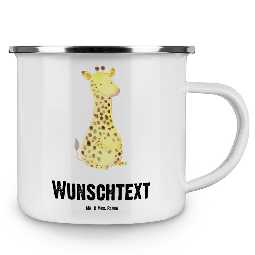 Personalisierte Emaille Tasse Giraffe Zufrieden Emaille Tasse personalisiert, Emaille Tasse mit Namen, Campingtasse personalisiert, Namenstasse, Campingtasse bedrucken, Campinggeschirr personalsisert, Afrika, Wildtiere, Giraffe, Zufrieden, Glück, Abenteuer