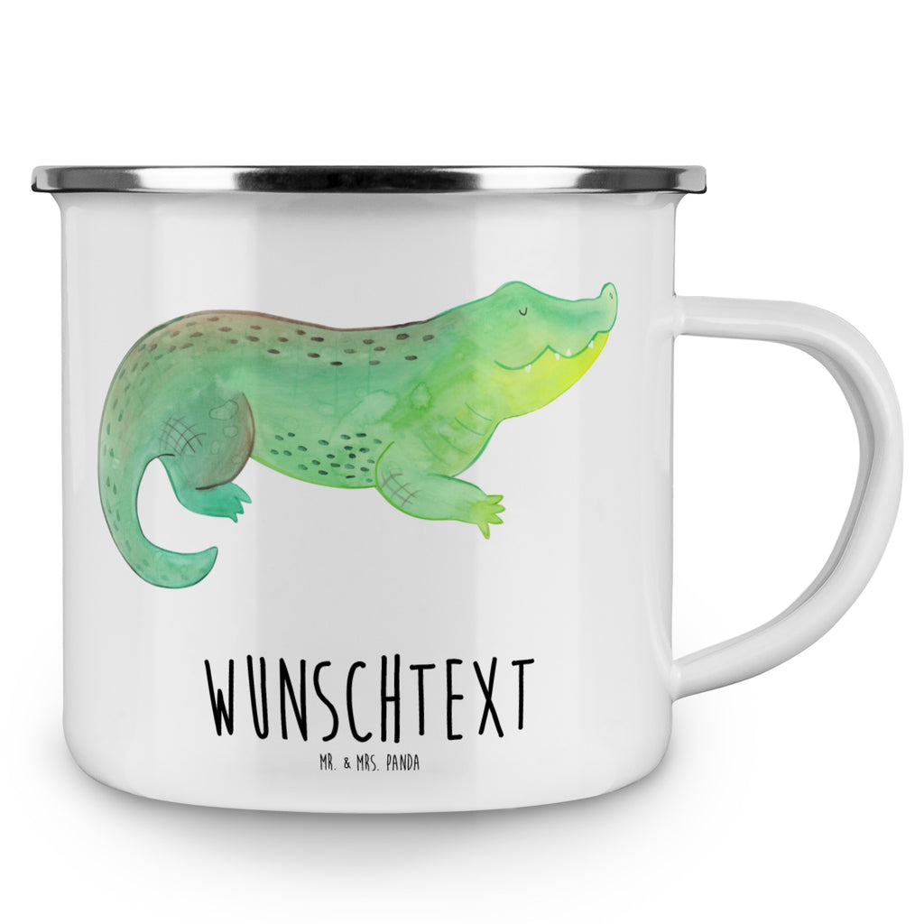 Personalisierte Emaille Tasse Krokodil Emaille Tasse personalisiert, Emaille Tasse mit Namen, Campingtasse personalisiert, Namenstasse, Campingtasse bedrucken, Campinggeschirr personalsisert, Meerestiere, Meer, Urlaub, Krokodil, Krokodile, verrückt sein, spontan sein, Abenteuerlust, Reiselust, Freundin, beste Freundin, Lieblingsmensch