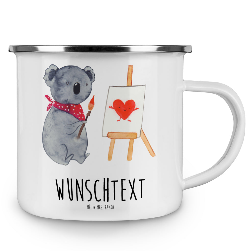 Personalisierte Emaille Tasse Koala Künstler Emaille Tasse personalisiert, Emaille Tasse mit Namen, Campingtasse personalisiert, Namenstasse, Campingtasse bedrucken, Campinggeschirr personalsisert, Koala, Koalabär, Liebe, Liebensbeweis, Liebesgeschenk, Gefühle, Künstler, zeichnen