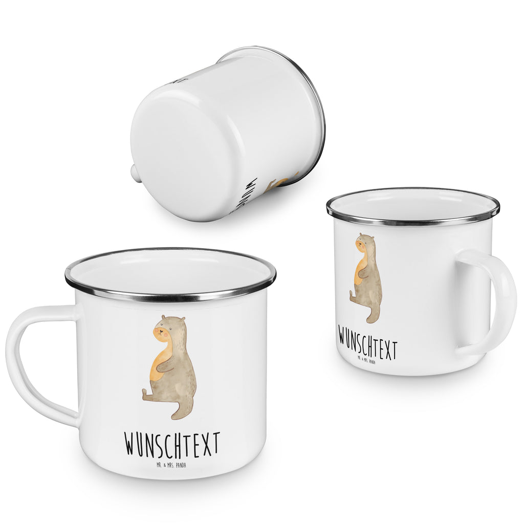 Personalisierte Emaille Tasse Otter Bauch Emaille Tasse personalisiert, Emaille Tasse mit Namen, Campingtasse personalisiert, Namenstasse, Campingtasse bedrucken, Campinggeschirr personalsisert, Otter, Fischotter, Seeotter, Otter Seeotter See Otter