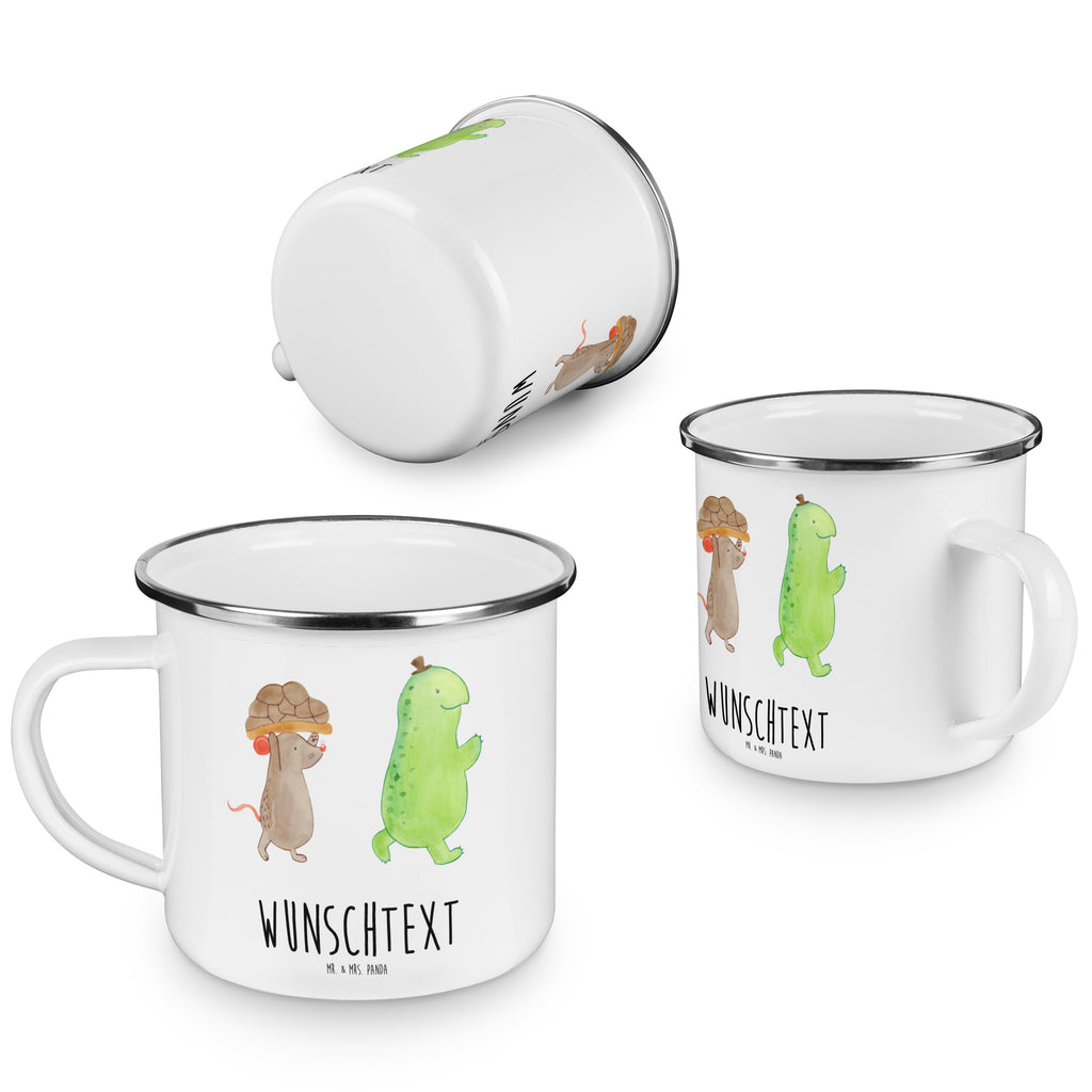 Personalisierte Emaille Tasse Schildkröte & Maus Emaille Tasse personalisiert, Emaille Tasse mit Namen, Campingtasse personalisiert, Namenstasse, Campingtasse bedrucken, Campinggeschirr personalsisert, Schildkröte, Maus, Freunde, Freundinnen, beste Freunde, beste Freundinnen