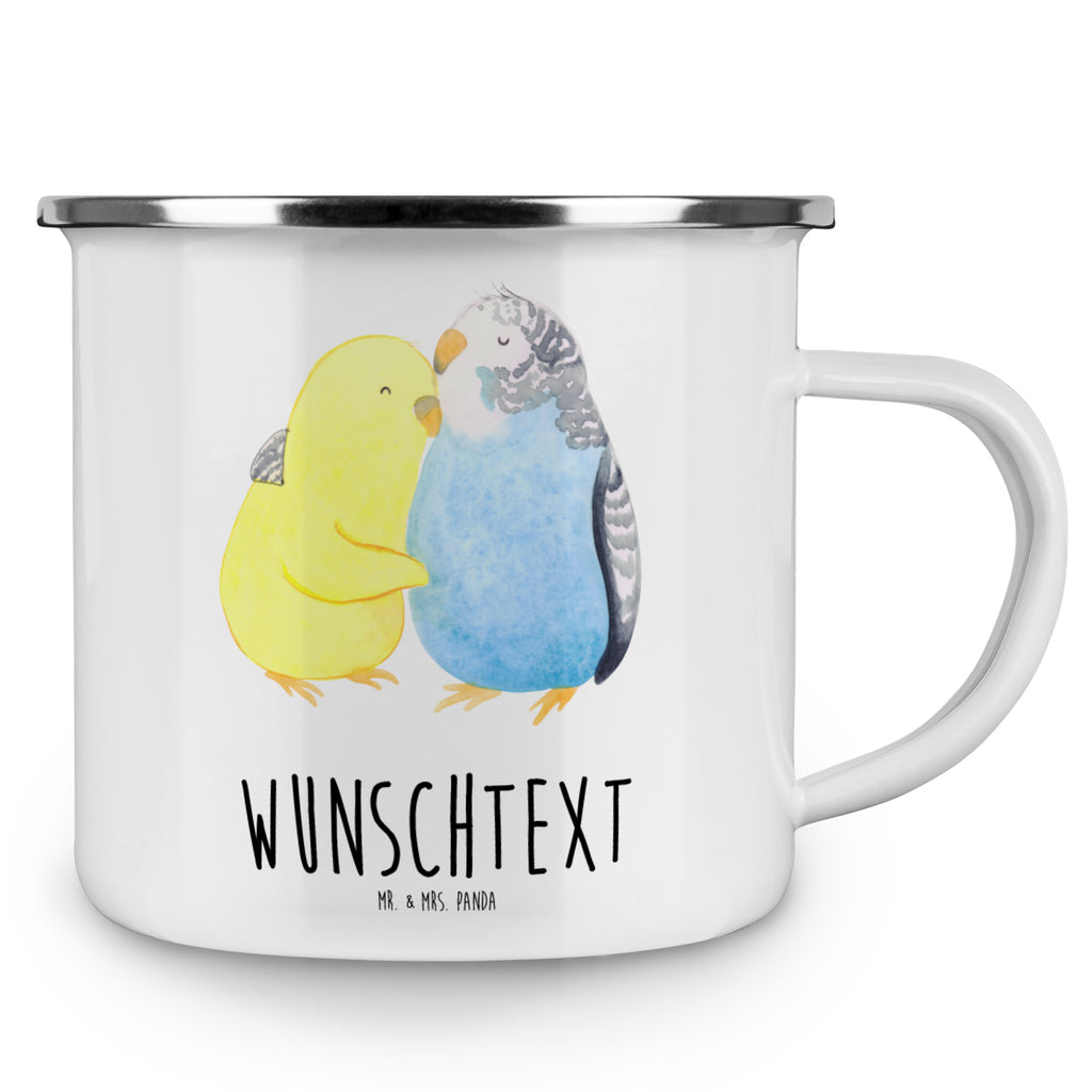 Personalisierte Emaille Tasse Wellensittich Liebe Emaille Tasse personalisiert, Emaille Tasse mit Namen, Campingtasse personalisiert, Namenstasse, Campingtasse bedrucken, Campinggeschirr personalsisert, Liebe, Partner, Freund, Freundin, Ehemann, Ehefrau, Heiraten, Verlobung, Heiratsantrag, Liebesgeschenk, Jahrestag, Hocheitstag, Vögel, Wellensittich, Nähe, Kuscheln, Vertrauen