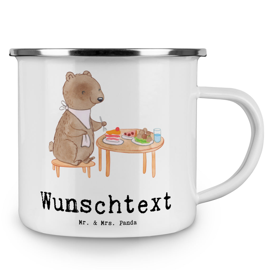 Personalisierte Emaille Tasse Bär Essen gehen Tage Emaille Tasse personalisiert, Emaille Tasse mit Namen, Campingtasse personalisiert, Namenstasse, Campingtasse bedrucken, Campinggeschirr personalsisert, Geschenk, Sport, Sportart, Hobby, Schenken, Danke, Dankeschön, Auszeichnung, Gewinn, Sportler, Essen gehen, Essen, Restaurant, Restaurantbesuch