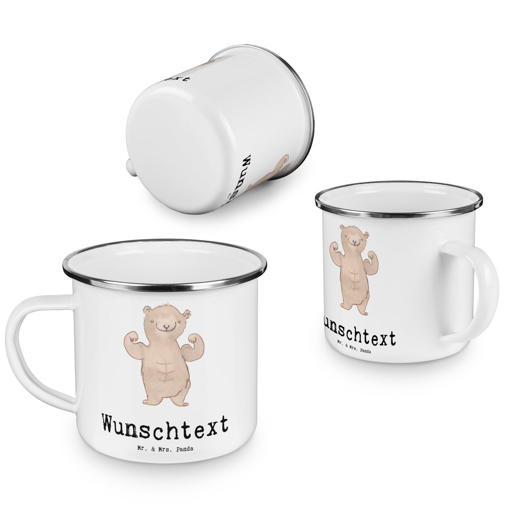 Personalisierte Emaille Tasse Bär Bodybuilding Tage Emaille Tasse personalisiert, Emaille Tasse mit Namen, Campingtasse personalisiert, Namenstasse, Campingtasse bedrucken, Campinggeschirr personalsisert, Geschenk, Sport, Sportart, Hobby, Schenken, Danke, Dankeschön, Auszeichnung, Gewinn, Sportler, Bodybuilding, Muskelmasse, Körpergestaltung, Leistungssport
