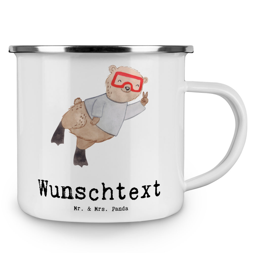 Personalisierte Emaille Tasse Bär Tauchen Tage Emaille Tasse personalisiert, Emaille Tasse mit Namen, Campingtasse personalisiert, Namenstasse, Campingtasse bedrucken, Campinggeschirr personalsisert, Geschenk, Sport, Sportart, Hobby, Schenken, Danke, Dankeschön, Auszeichnung, Gewinn, Sportler, Tauchen, schnorcheln, Tauchgang, Tauchschule, Diving, Dive