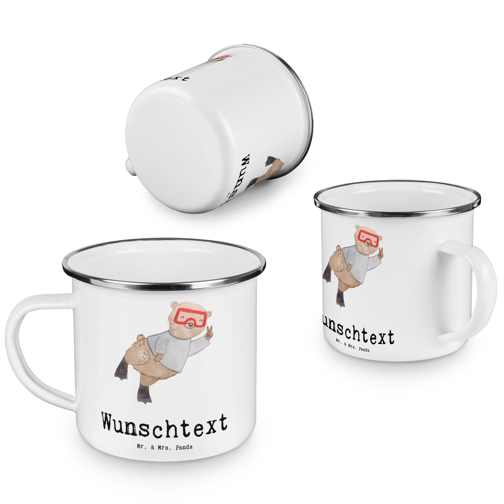 Personalisierte Emaille Tasse Bär Tauchen Tage Emaille Tasse personalisiert, Emaille Tasse mit Namen, Campingtasse personalisiert, Namenstasse, Campingtasse bedrucken, Campinggeschirr personalsisert, Geschenk, Sport, Sportart, Hobby, Schenken, Danke, Dankeschön, Auszeichnung, Gewinn, Sportler, Tauchen, schnorcheln, Tauchgang, Tauchschule, Diving, Dive