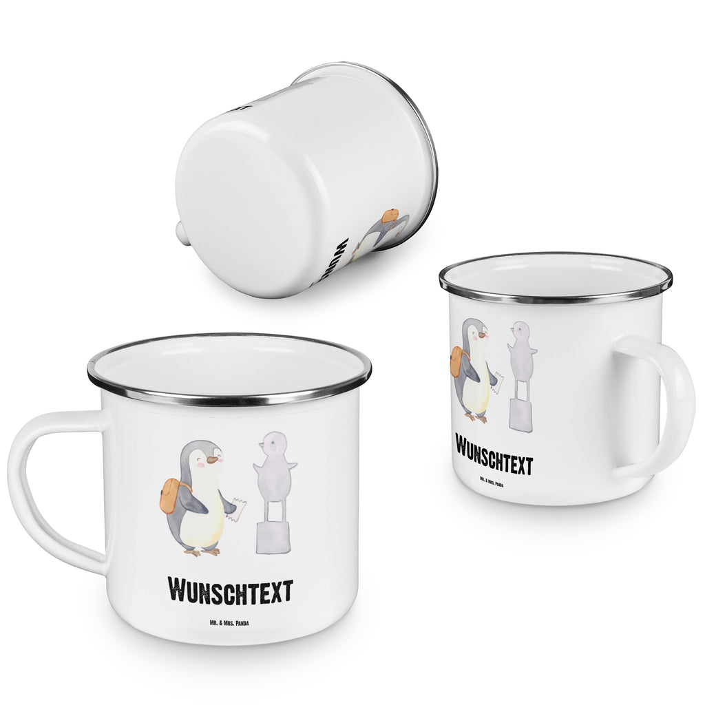 Personalisierte Emaille Tasse Pinguin Museum besuchen Tage Emaille Tasse personalisiert, Emaille Tasse mit Namen, Campingtasse personalisiert, Namenstasse, Campingtasse bedrucken, Campinggeschirr personalsisert, Geschenk, Sport, Sportart, Hobby, Schenken, Danke, Dankeschön, Auszeichnung, Gewinn, Sportler, Museum besuchen, Museen