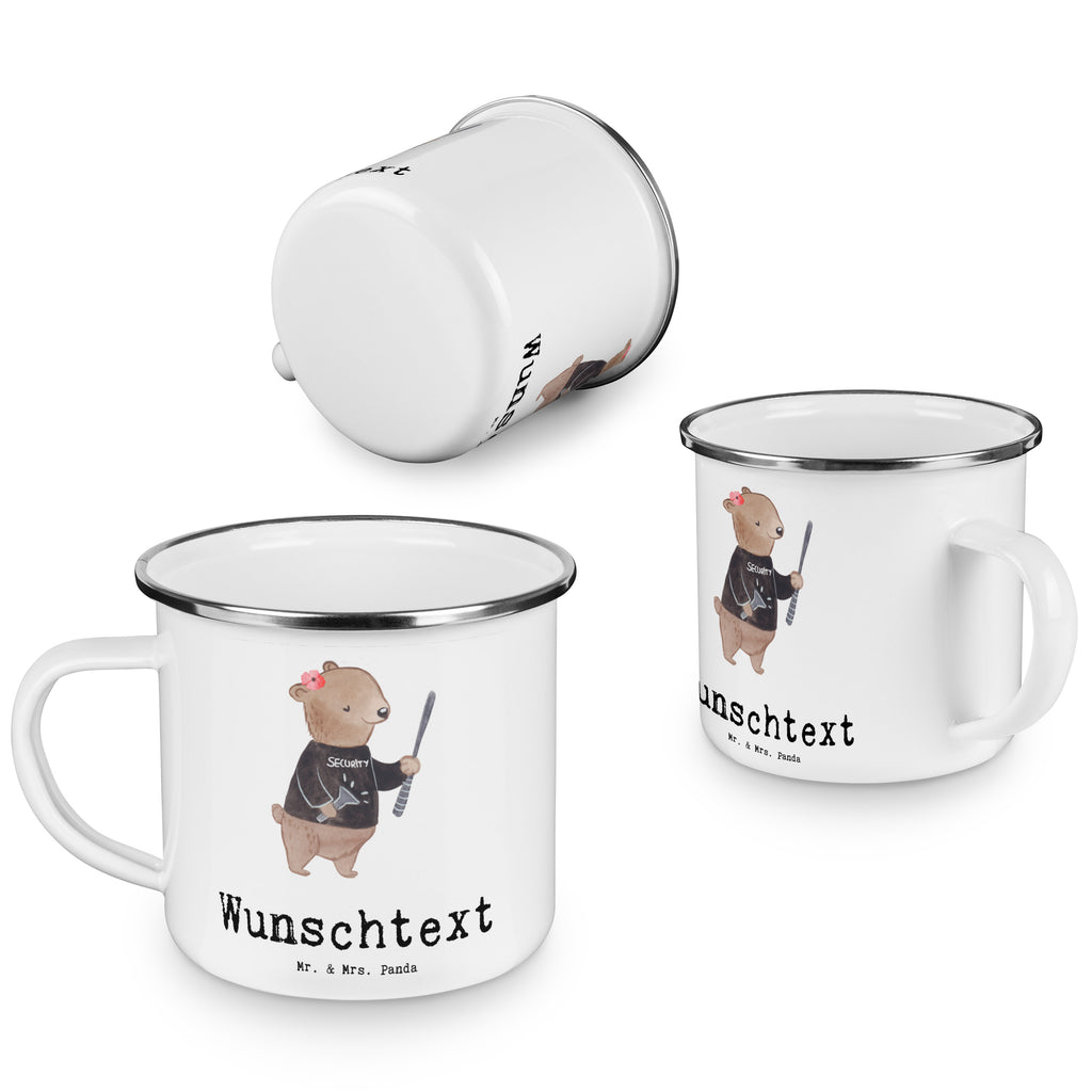 Personalisierte Emaille Tasse Sicherheitsdienstmitarbeiterin mit Herz Emaille Tasse personalisiert, Emaille Tasse mit Namen, Campingtasse personalisiert, Namenstasse, Campingtasse bedrucken, Campinggeschirr personalsisert, Beruf, Ausbildung, Jubiläum, Abschied, Rente, Kollege, Kollegin, Geschenk, Schenken, Arbeitskollege, Mitarbeiter, Firma, Danke, Dankeschön