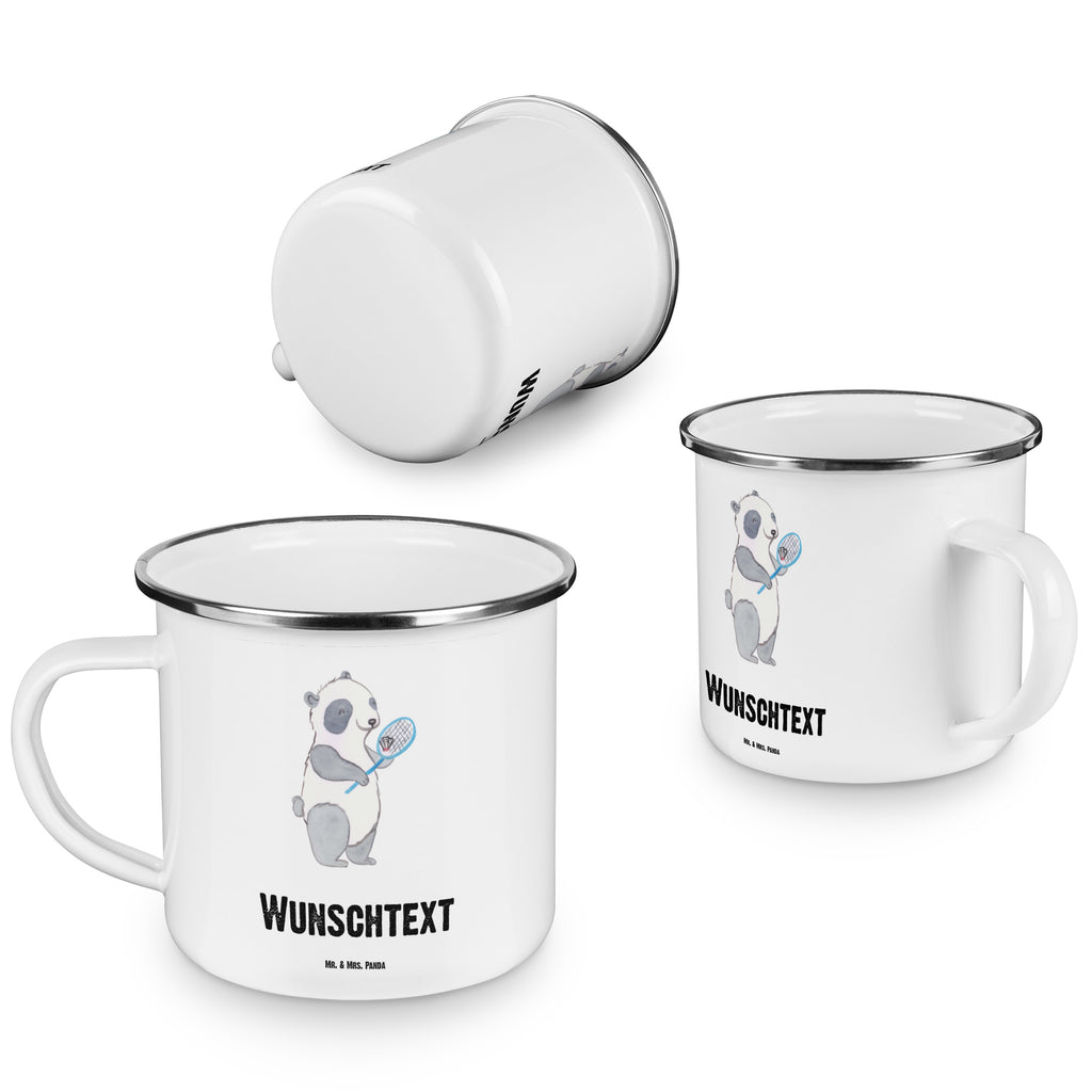 Personalisierte Emaille Tasse Panda Badminton  Tage Emaille Tasse personalisiert, Emaille Tasse mit Namen, Campingtasse personalisiert, Namenstasse, Campingtasse bedrucken, Campinggeschirr personalsisert, Geschenk, Sport, Sportart, Hobby, Schenken, Danke, Dankeschön, Auszeichnung, Gewinn, Sportler, Badminton, Badminton spielen