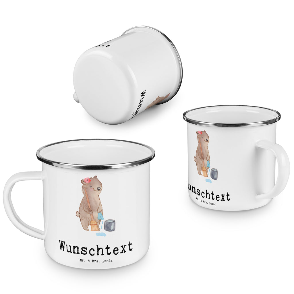 Personalisierte Emaille Tasse Reinigungskraft mit Herz Emaille Tasse personalisiert, Emaille Tasse mit Namen, Campingtasse personalisiert, Namenstasse, Campingtasse bedrucken, Campinggeschirr personalsisert, Beruf, Ausbildung, Jubiläum, Abschied, Rente, Kollege, Kollegin, Geschenk, Schenken, Arbeitskollege, Mitarbeiter, Firma, Danke, Dankeschön