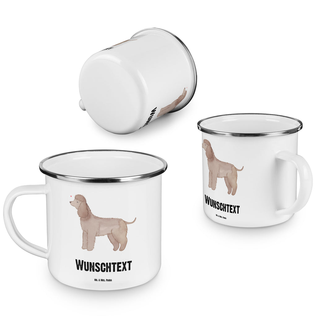 Personalisierte Emaille Tasse Irish Water Spaniel Lebensretter Emaille Tasse personalisiert, Emaille Tasse mit Namen, Campingtasse personalisiert, Namenstasse, Campingtasse bedrucken, Campinggeschirr personalsisert, Hund, Hunderasse, Rassehund, Hundebesitzer, Geschenk, Tierfreund, Schenken, Welpe, Irish Water Spaniel, Jagdhund