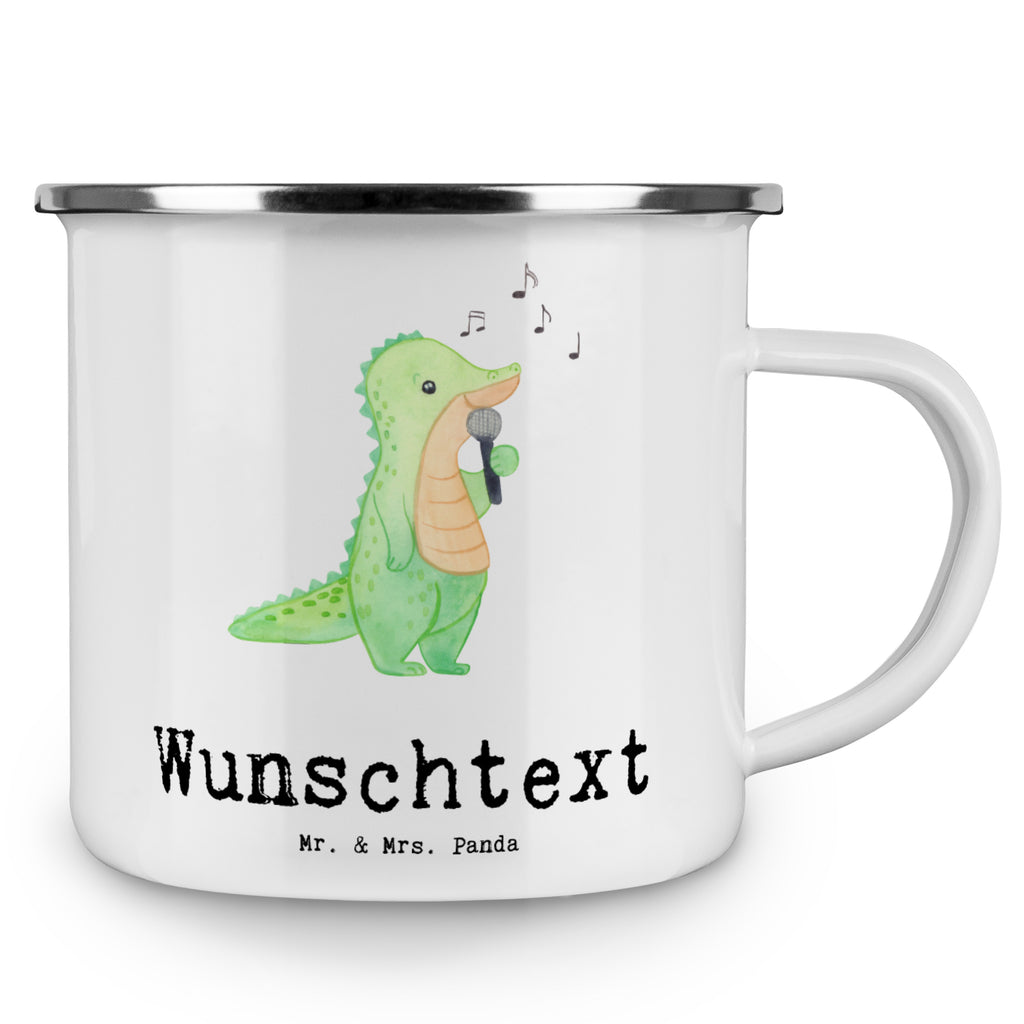 Personalisierte Emaille Tasse Krokodil Singen Tage Emaille Tasse personalisiert, Emaille Tasse mit Namen, Campingtasse personalisiert, Namenstasse, Campingtasse bedrucken, Campinggeschirr personalsisert, Geschenk, Sport, Sportart, Hobby, Schenken, Danke, Dankeschön, Auszeichnung, Gewinn, Sportler, Singen, Band, Live Auftritt, Gesang, Hobbysänger
