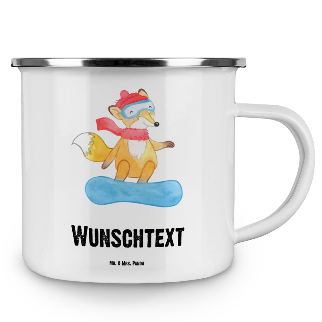 Personalisierte Emaille Tasse Fuchs Snowboarden Tage Emaille Tasse personalisiert, Emaille Tasse mit Namen, Campingtasse personalisiert, Namenstasse, Campingtasse bedrucken, Campinggeschirr personalsisert, Geschenk, Sport, Sportart, Hobby, Schenken, Danke, Dankeschön, Auszeichnung, Gewinn, Sportler, Snowboard, snowboarden, Wintersport, Snowboardschule, Winterurlaub