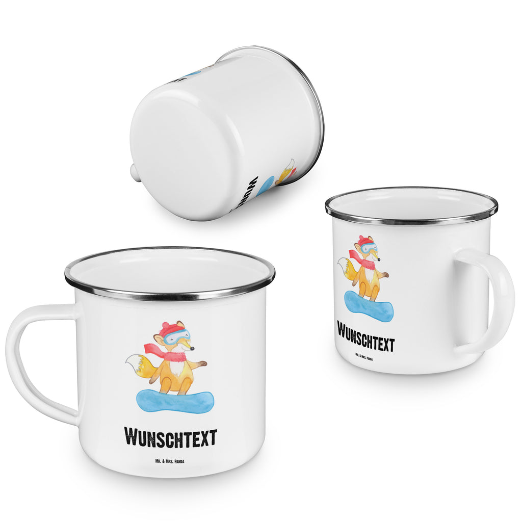 Personalisierte Emaille Tasse Fuchs Snowboarden Tage Emaille Tasse personalisiert, Emaille Tasse mit Namen, Campingtasse personalisiert, Namenstasse, Campingtasse bedrucken, Campinggeschirr personalsisert, Geschenk, Sport, Sportart, Hobby, Schenken, Danke, Dankeschön, Auszeichnung, Gewinn, Sportler, Snowboard, snowboarden, Wintersport, Snowboardschule, Winterurlaub