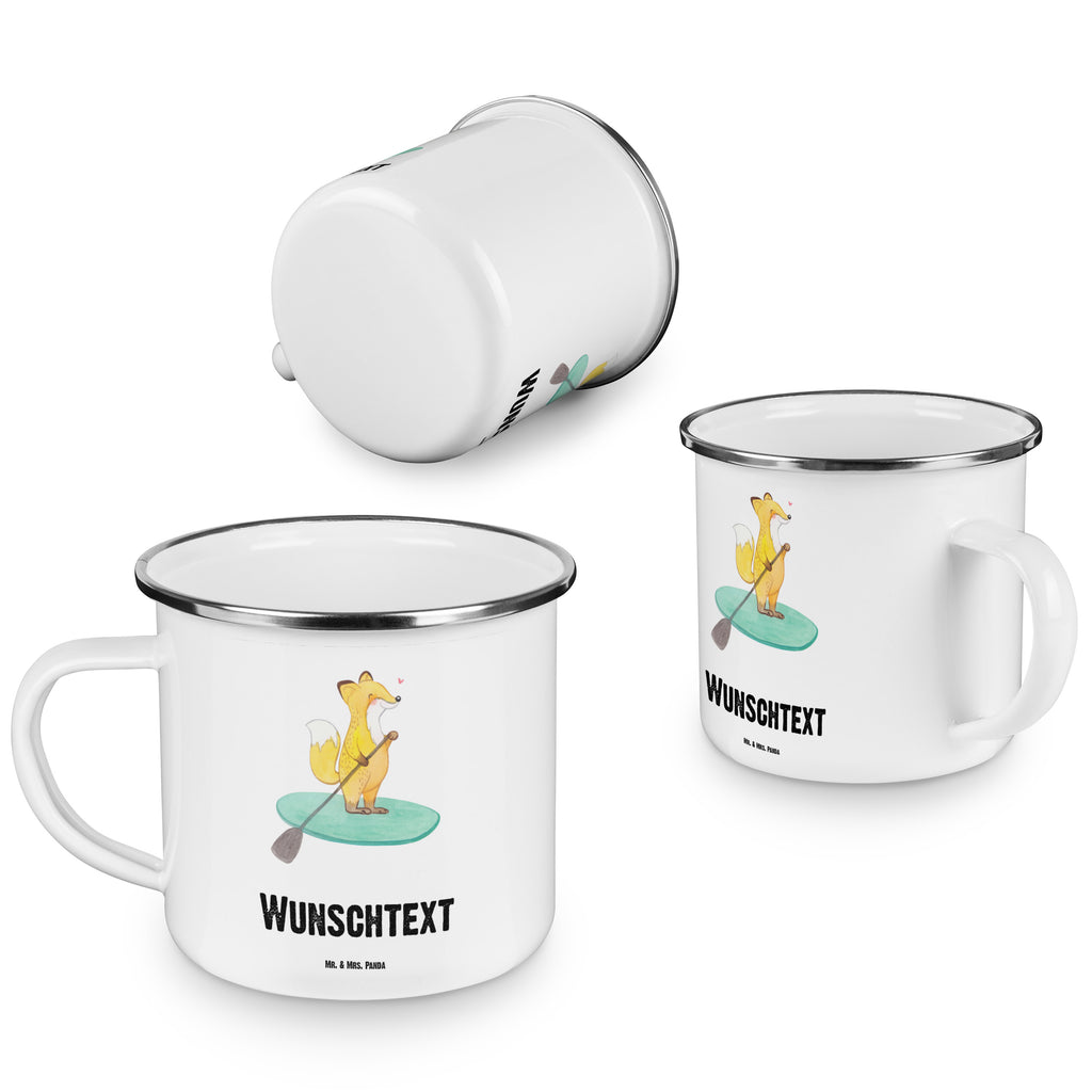 Personalisierte Emaille Tasse Fuchs Stand Up Paddling Tage Emaille Tasse personalisiert, Emaille Tasse mit Namen, Campingtasse personalisiert, Namenstasse, Campingtasse bedrucken, Campinggeschirr personalsisert, Geschenk, Sport, Sportart, Hobby, Schenken, Danke, Dankeschön, Auszeichnung, Gewinn, Sportler, Stand Up Paddling, Paddle Boarding, SUB, subben, Stand up paddle
