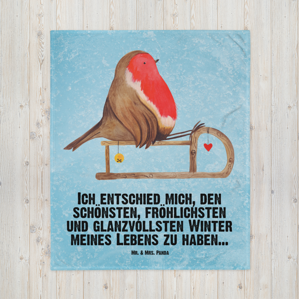 Babydecke Rotkehlchen Schlitten Babydecke, Babygeschenk, Geschenk Geburt, Babyecke Kuscheldecke, Krabbeldecke, Winter, Weihnachten, Weihnachtsdeko, Nikolaus, Advent, Heiligabend, Wintermotiv, Schlitten, Vogel