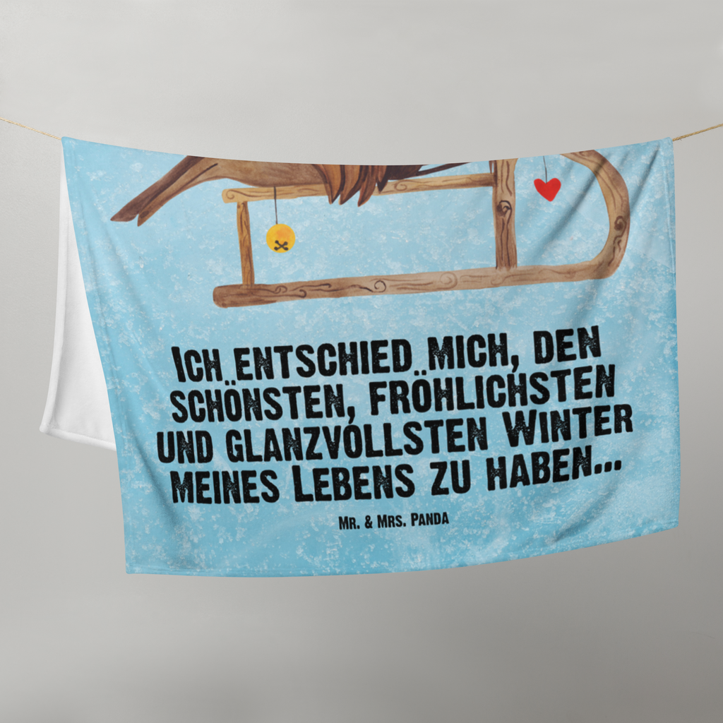 Babydecke Rotkehlchen Schlitten Babydecke, Babygeschenk, Geschenk Geburt, Babyecke Kuscheldecke, Krabbeldecke, Winter, Weihnachten, Weihnachtsdeko, Nikolaus, Advent, Heiligabend, Wintermotiv, Schlitten, Vogel