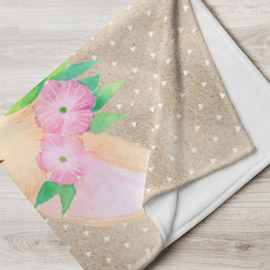 Babydecke Wüstenfuchs Blumenkranz Babydecke, Babygeschenk, Geschenk Geburt, Babyecke Kuscheldecke, Krabbeldecke, Afrika, Wildtiere, Wüste, Wüstenfuchs, Blumen, Blumenkranz, Glücklich