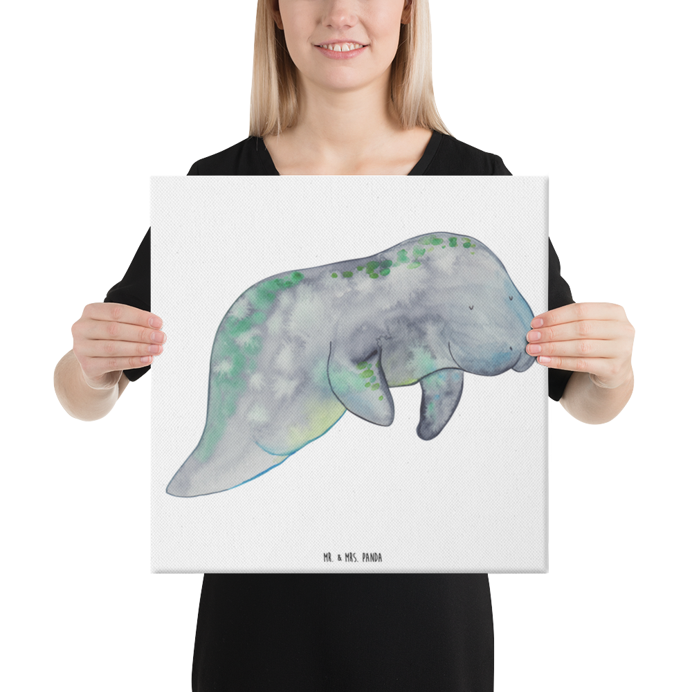 Leinwand Bild Seekuh chillt Leinwand, Bild, Kunstdruck, Wanddeko, Dekoration, Meerestiere, Meer, Urlaub, Seekuh, Seekühe, Diät, Abnehmen, Zucker, Diätwahn, Essen, Süßigkeiten