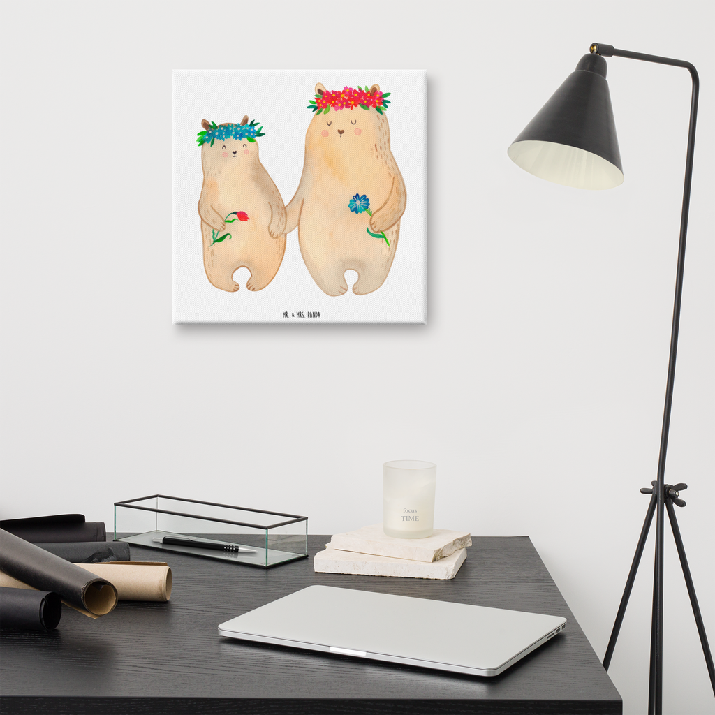 Leinwand Bild Bären mit Blumenkranz Leinwand, Bild, Kunstdruck, Wanddeko, Dekoration, Familie, Vatertag, Muttertag, Bruder, Schwester, Mama, Papa, Oma, Opa, Bär, Bären, Mutter, Mutti, Mami, Lieblingsmensch, Lieblingsmama, beste Mutter, weltbeste Mama, Geschenk Mama. Muttertag, Tochter, Kind, Kinder, Töchter, Family, Vorbild