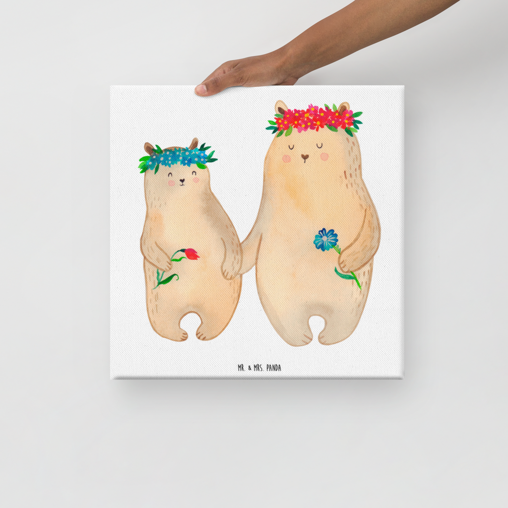 Leinwand Bild Bären mit Blumenkranz Leinwand, Bild, Kunstdruck, Wanddeko, Dekoration, Familie, Vatertag, Muttertag, Bruder, Schwester, Mama, Papa, Oma, Opa, Bär, Bären, Mutter, Mutti, Mami, Lieblingsmensch, Lieblingsmama, beste Mutter, weltbeste Mama, Geschenk Mama. Muttertag, Tochter, Kind, Kinder, Töchter, Family, Vorbild