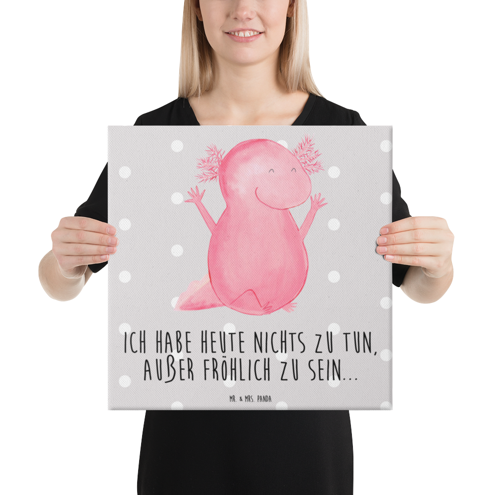 Leinwand Bild Axolotl Hurra Leinwand, Bild, Kunstdruck, Wanddeko, Dekoration, Axolotl, Molch, Axolot, Schwanzlurch, Lurch, Lurche, fröhlich, Spaß, Freude, Motivation, Zufriedenheit