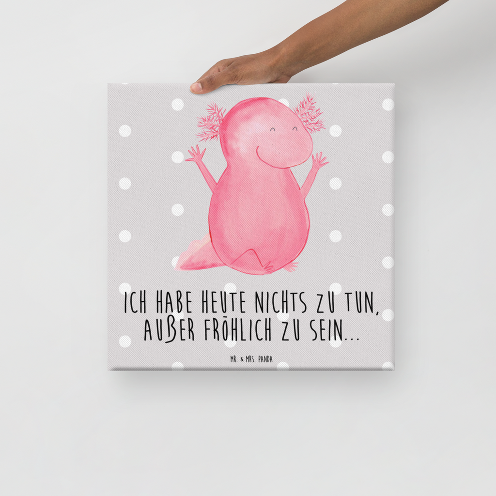Leinwand Bild Axolotl Hurra Leinwand, Bild, Kunstdruck, Wanddeko, Dekoration, Axolotl, Molch, Axolot, Schwanzlurch, Lurch, Lurche, fröhlich, Spaß, Freude, Motivation, Zufriedenheit