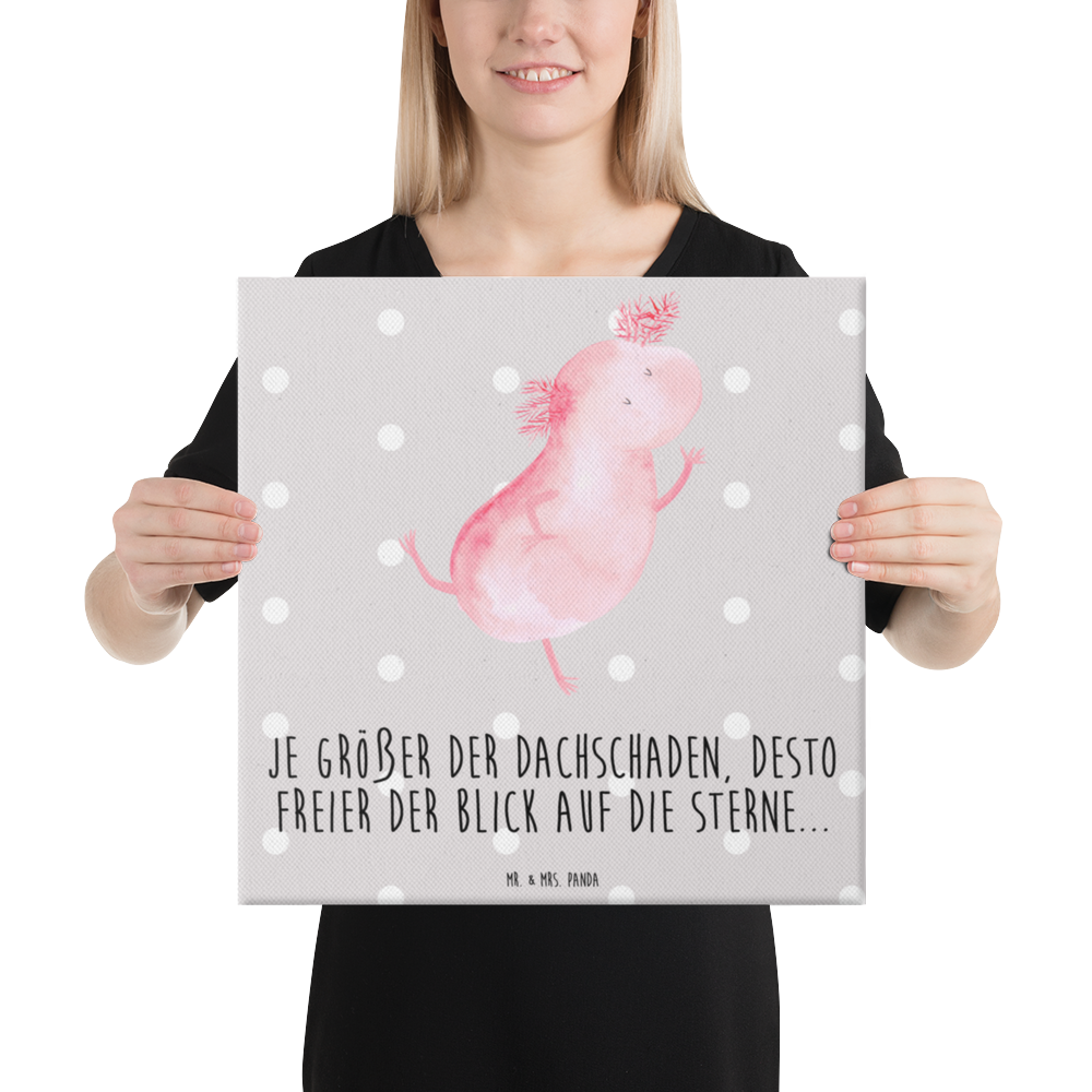 Leinwand Bild Axolotl tanzt Axolotl, Axolot, Schwanzlurch, Lurch, Lurche, Dachschaden, Sterne, verrückt, Freundin, beste Freundin Leinwand, Bild, Kunstdruck, Wanddeko, Dekoration  Axolotl, Molch