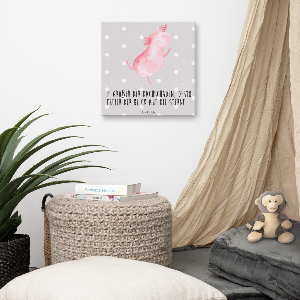 Leinwand Bild Axolotl tanzt Axolotl, Axolot, Schwanzlurch, Lurch, Lurche, Dachschaden, Sterne, verrückt, Freundin, beste Freundin Leinwand, Bild, Kunstdruck, Wanddeko, Dekoration  Axolotl, Molch