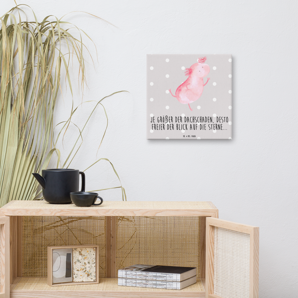 Leinwand Bild Axolotl tanzt Axolotl, Axolot, Schwanzlurch, Lurch, Lurche, Dachschaden, Sterne, verrückt, Freundin, beste Freundin Leinwand, Bild, Kunstdruck, Wanddeko, Dekoration  Axolotl, Molch