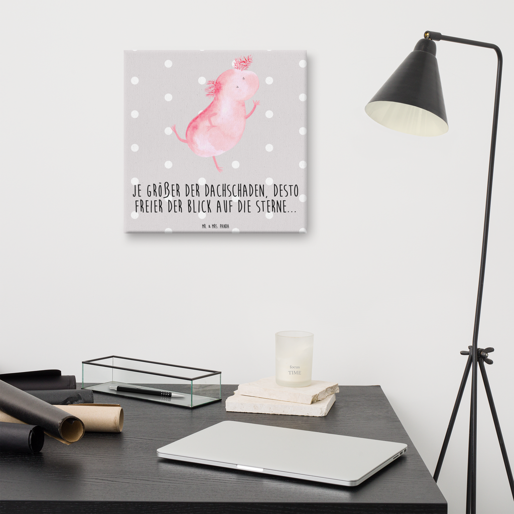 Leinwand Bild Axolotl tanzt Axolotl, Axolot, Schwanzlurch, Lurch, Lurche, Dachschaden, Sterne, verrückt, Freundin, beste Freundin Leinwand, Bild, Kunstdruck, Wanddeko, Dekoration  Axolotl, Molch
