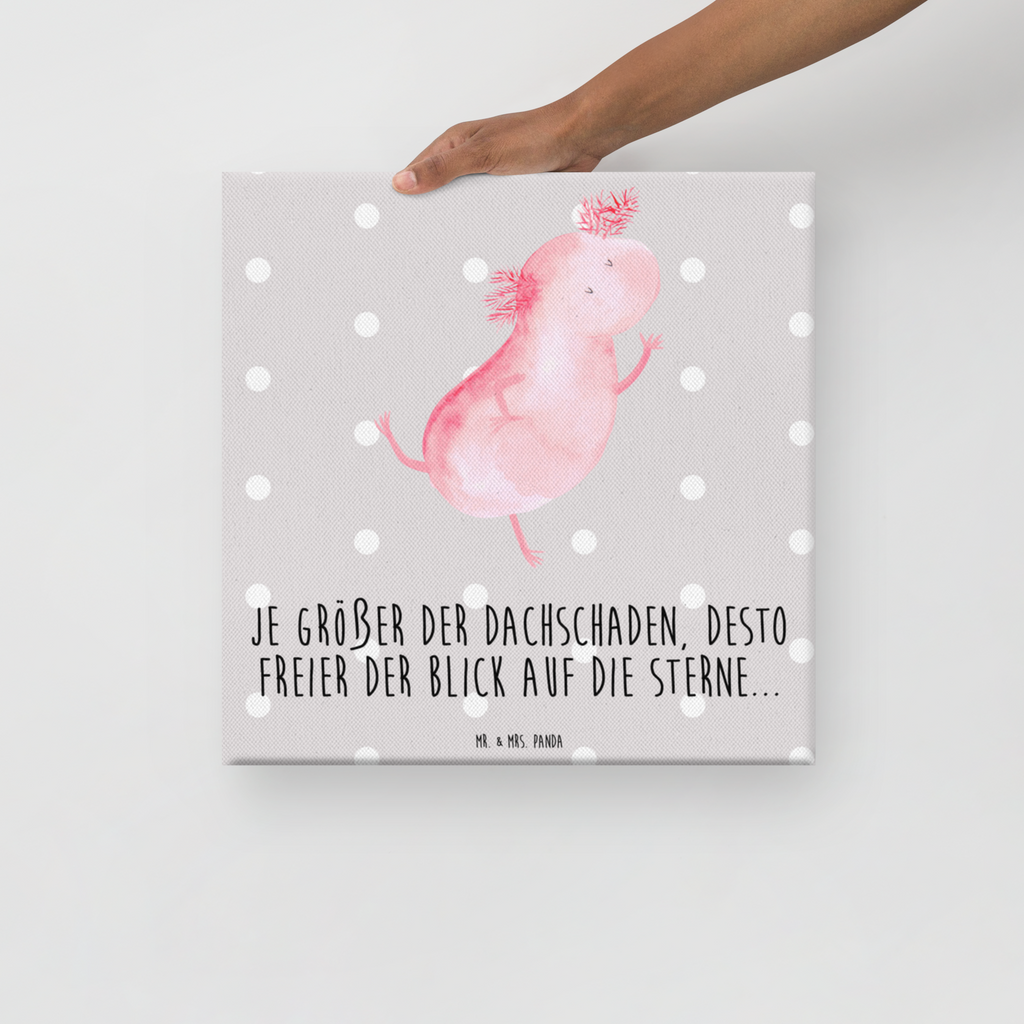 Leinwand Bild Axolotl tanzt Axolotl, Axolot, Schwanzlurch, Lurch, Lurche, Dachschaden, Sterne, verrückt, Freundin, beste Freundin Leinwand, Bild, Kunstdruck, Wanddeko, Dekoration  Axolotl, Molch
