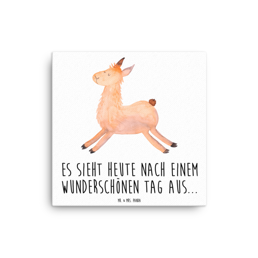 Leinwand Bild Lama springend Leinwand, Bild, Kunstdruck, Wanddeko, Dekoration, Lama, Alpaka, Lamas, Lieblingstag, Happy day, fröhlich, Glück, Freundin, Liebeskummer, Neustart, guten Morgen, Start, Prüfung, Abitur