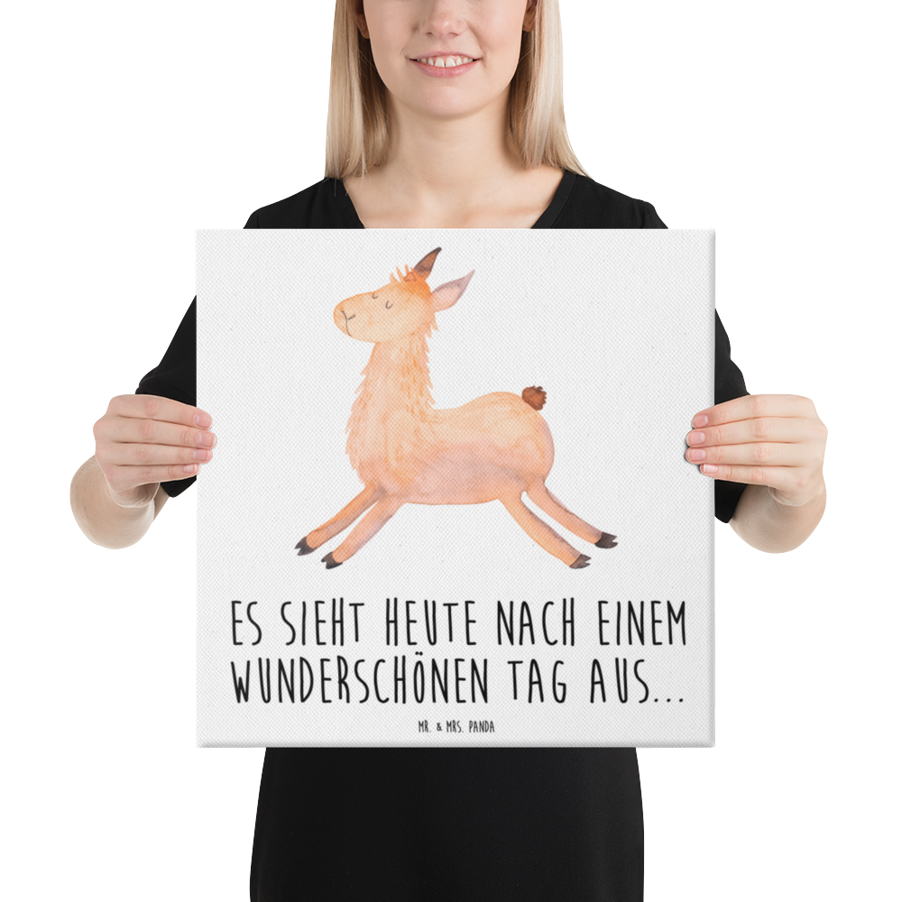 Leinwand Bild Lama springend Leinwand, Bild, Kunstdruck, Wanddeko, Dekoration, Lama, Alpaka, Lamas, Lieblingstag, Happy day, fröhlich, Glück, Freundin, Liebeskummer, Neustart, guten Morgen, Start, Prüfung, Abitur