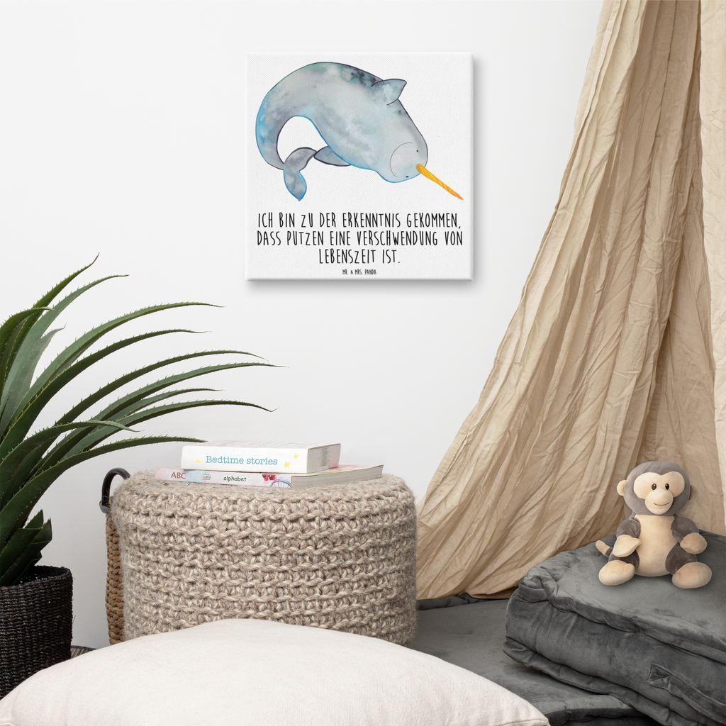 Leinwand Bild Narwal Leinwand, Bild, Kunstdruck, Wanddeko, Dekoration, Meerestiere, Meer, Urlaub, Narwal, Wal, Putzen, Hausfrau, Junggesellin, aufräumen, Kinderzimmer