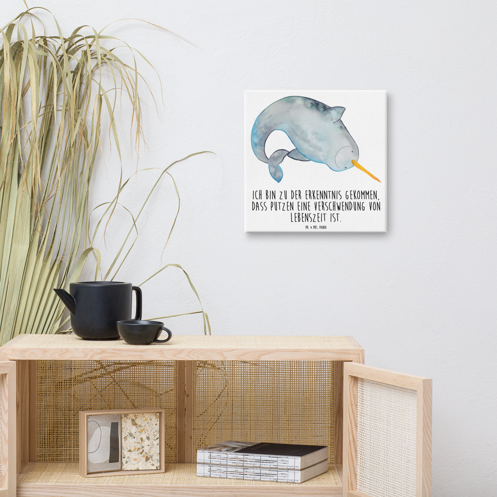 Leinwand Bild Narwal Leinwand, Bild, Kunstdruck, Wanddeko, Dekoration, Meerestiere, Meer, Urlaub, Narwal, Wal, Putzen, Hausfrau, Junggesellin, aufräumen, Kinderzimmer