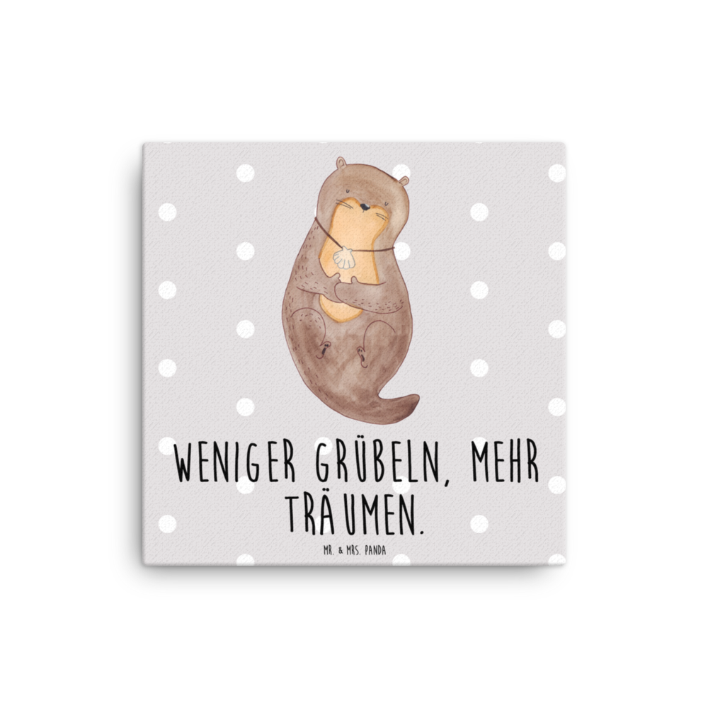 Leinwand Bild Otter mit Muschelmedaillon Leinwand, Bild, Kunstdruck, Wanddeko, Dekoration, Otter, Fischotter, Seeotter, Otterliebe, grübeln, träumen, Motivation, Tagträumen, Büro