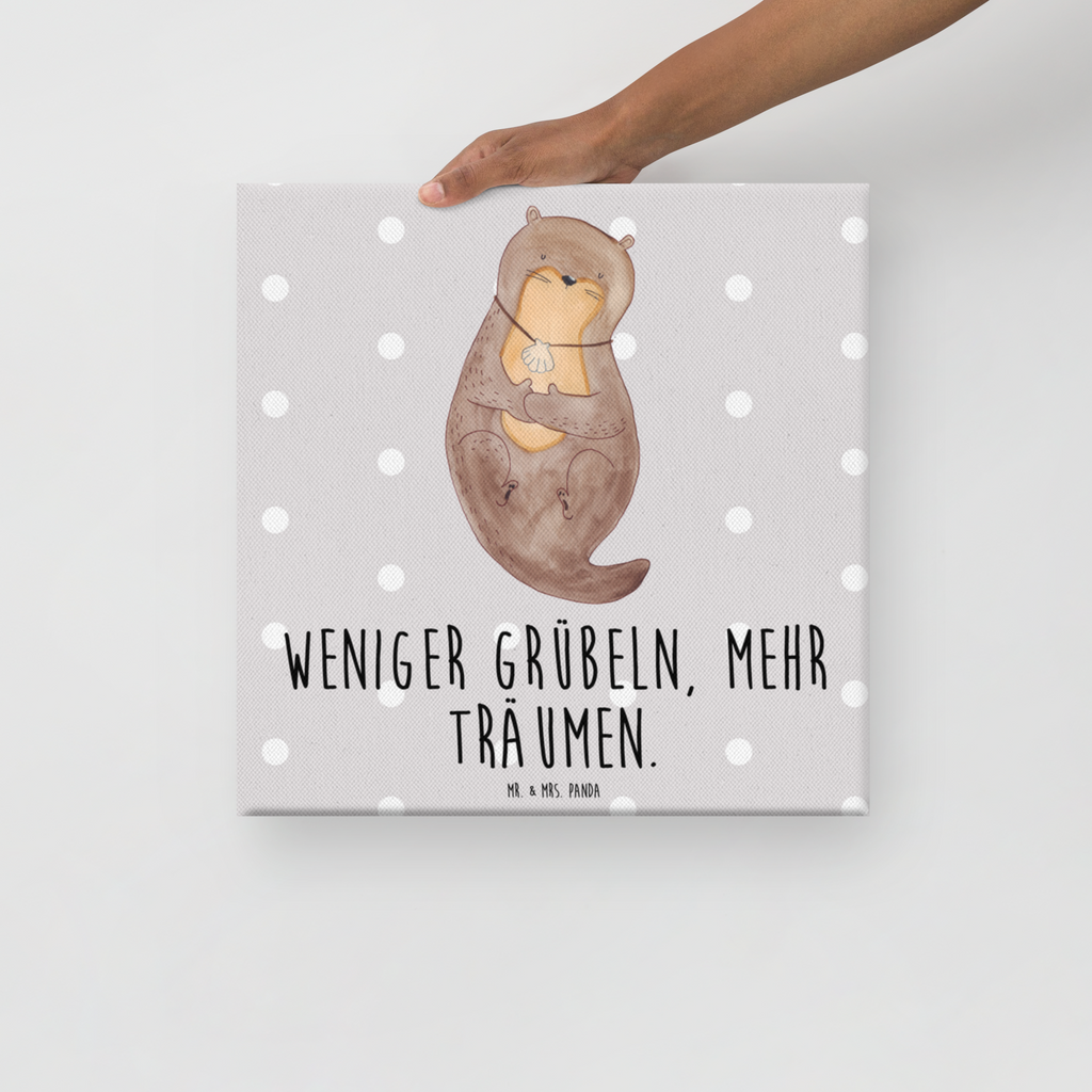 Leinwand Bild Otter mit Muschelmedaillon Leinwand, Bild, Kunstdruck, Wanddeko, Dekoration, Otter, Fischotter, Seeotter, Otterliebe, grübeln, träumen, Motivation, Tagträumen, Büro