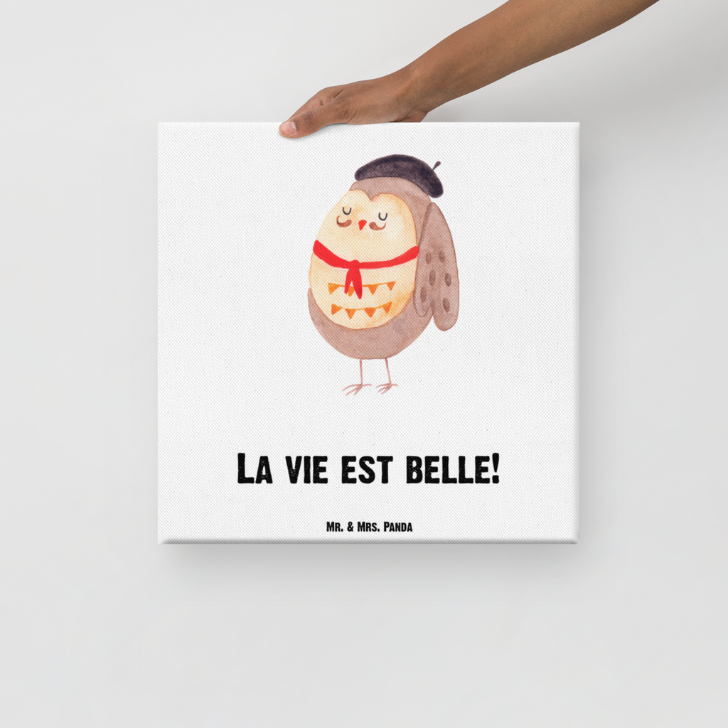 Leinwand Bild Eule Französisch Leinwand, Bild, Kunstdruck, Wanddeko, Dekoration, Eule, Eulen, Eule Deko, Owl, hibou, La vie est belle, das Leben ist schön, Spruch schön, Spruch Französisch, Frankreich