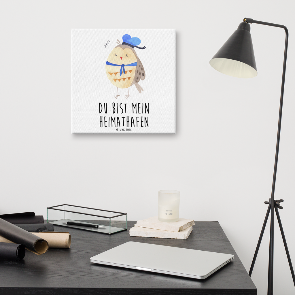 Leinwand Bild Eule Matrosen Leinwand, Bild, Kunstdruck, Wanddeko, Dekoration, Eule, Eule Spruch, Eule Deko, Owl, Wortspiel lustig, Matrose, Freundin, Ehe, Seefahrer, Heimathafen, Hochzeitstag Geschenk