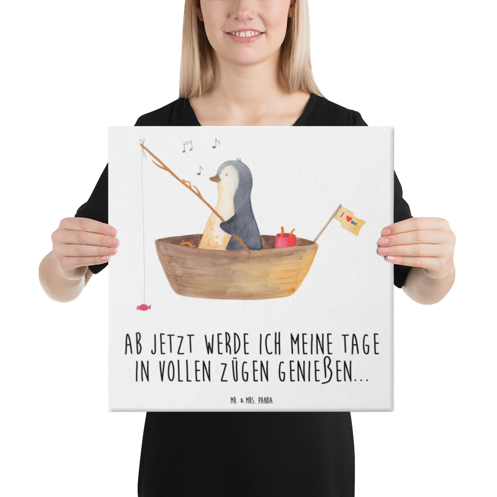 Leinwand Bild Pinguin Angelboot Leinwand, Bild, Kunstdruck, Wanddeko, Dekoration, Pinguin, Pinguine, Angeln, Boot, Angelboot, Lebenslust, Leben, genießen, Motivation, Neustart, Neuanfang, Trennung, Scheidung, Geschenkidee Liebeskummer