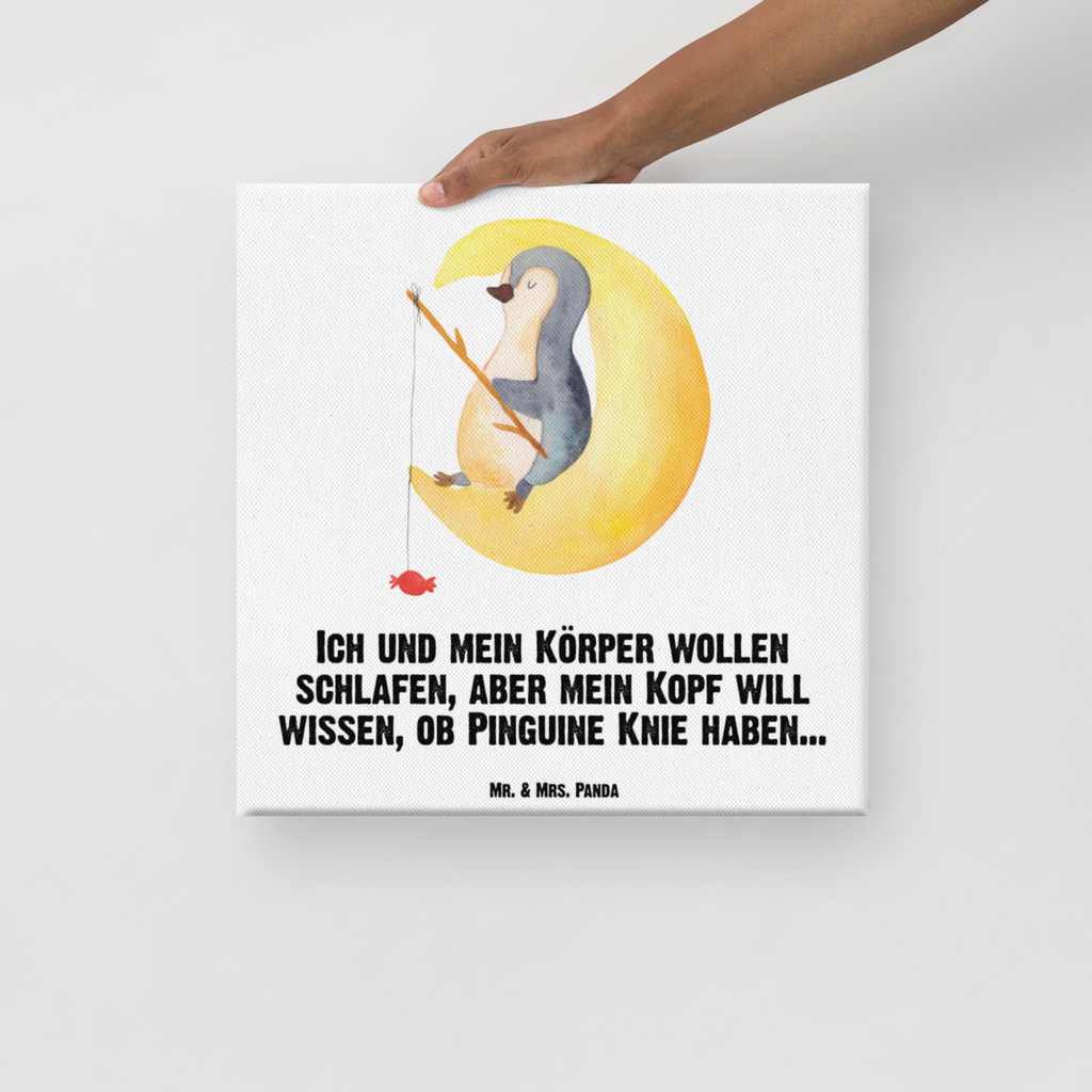 Leinwand Bild Pinguin Mond Leinwand, Bild, Kunstdruck, Wanddeko, Dekoration, Pinguin, Pinguine, Spruch, schlafen, Nachtruhe, Einschlafen, Schlafzimmer, Schlafstörungen, Gästezimmer