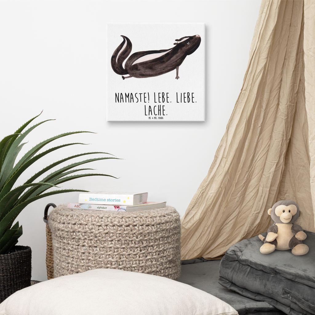 Leinwand Bild Stinktier Yoga Leinwand, Bild, Kunstdruck, Wanddeko, Dekoration, Stinktier, Skunk, Wildtier, Raubtier, Stinker, Stinki, Yoga, Namaste, Lebe, Liebe, Lache