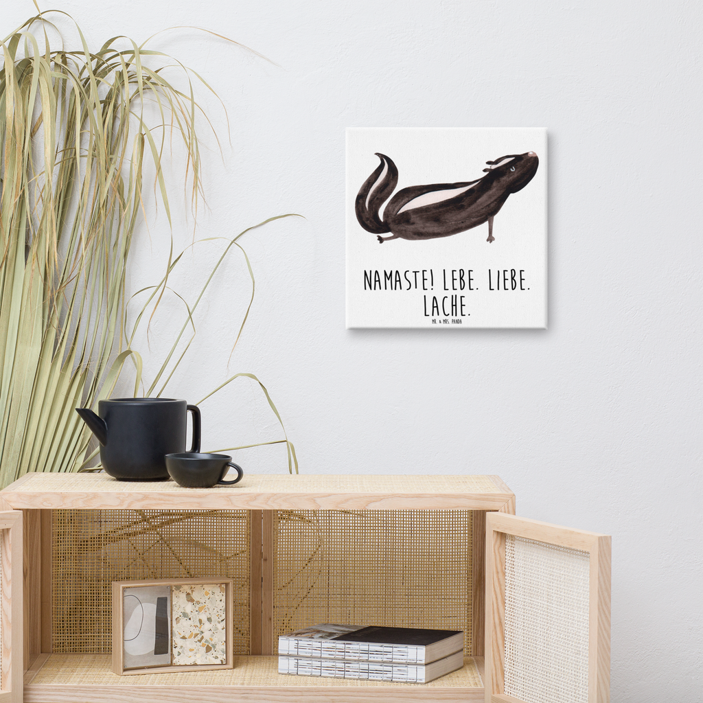 Leinwand Bild Stinktier Yoga Leinwand, Bild, Kunstdruck, Wanddeko, Dekoration, Stinktier, Skunk, Wildtier, Raubtier, Stinker, Stinki, Yoga, Namaste, Lebe, Liebe, Lache