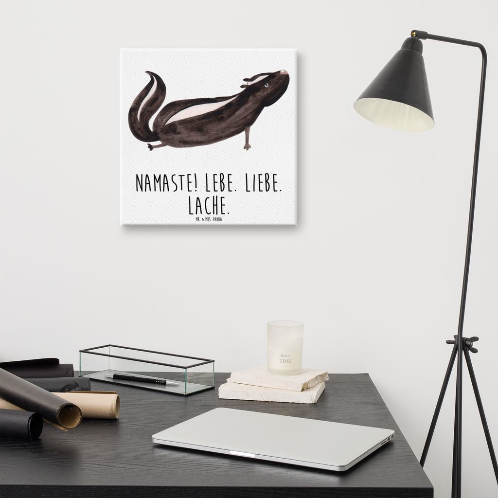 Leinwand Bild Stinktier Yoga Leinwand, Bild, Kunstdruck, Wanddeko, Dekoration, Stinktier, Skunk, Wildtier, Raubtier, Stinker, Stinki, Yoga, Namaste, Lebe, Liebe, Lache