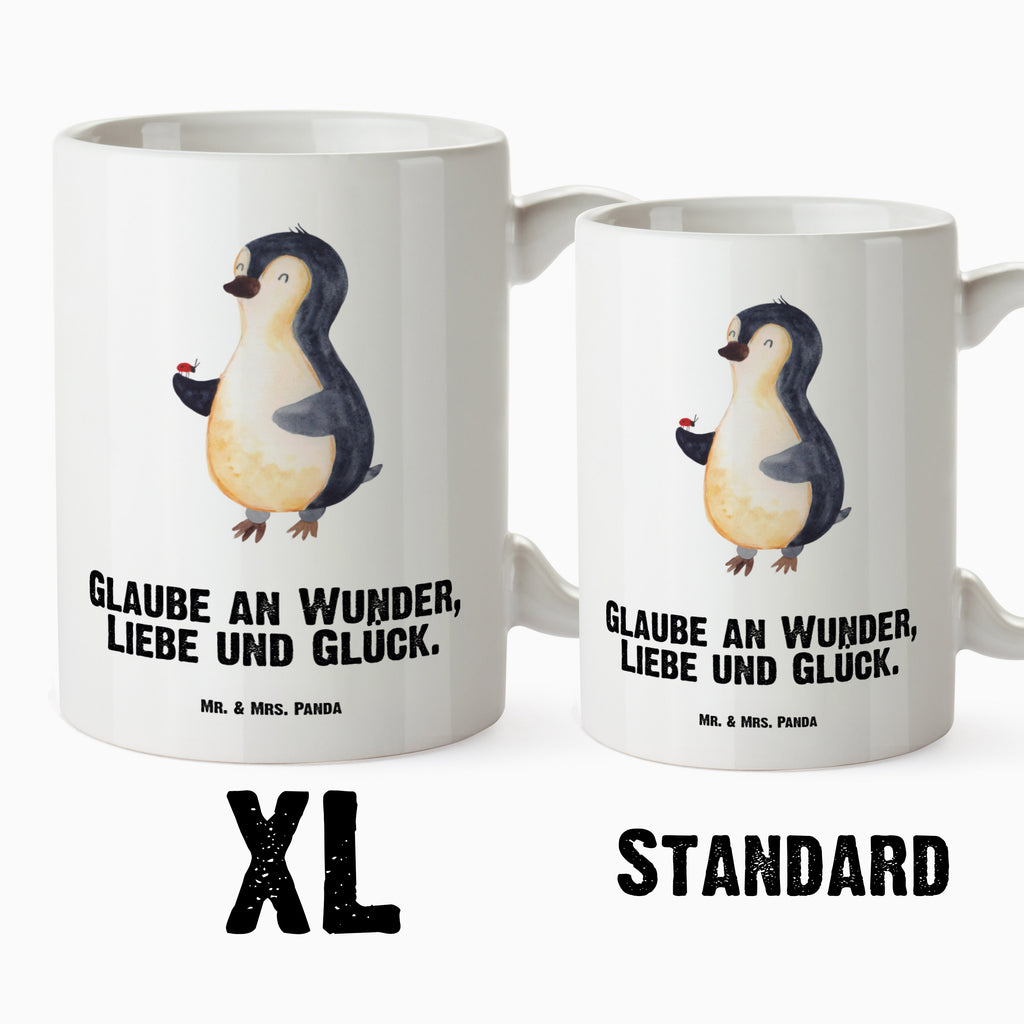 XL Tasse Pinguin Marienkäfer XL Tasse, Große Tasse, Grosse Kaffeetasse, XL Becher, XL Teetasse, spülmaschinenfest, Jumbo Tasse, Groß, Pinguin, Pinguine, Marienkäfer, Liebe, Wunder, Glück, Freude, Lebensfreude