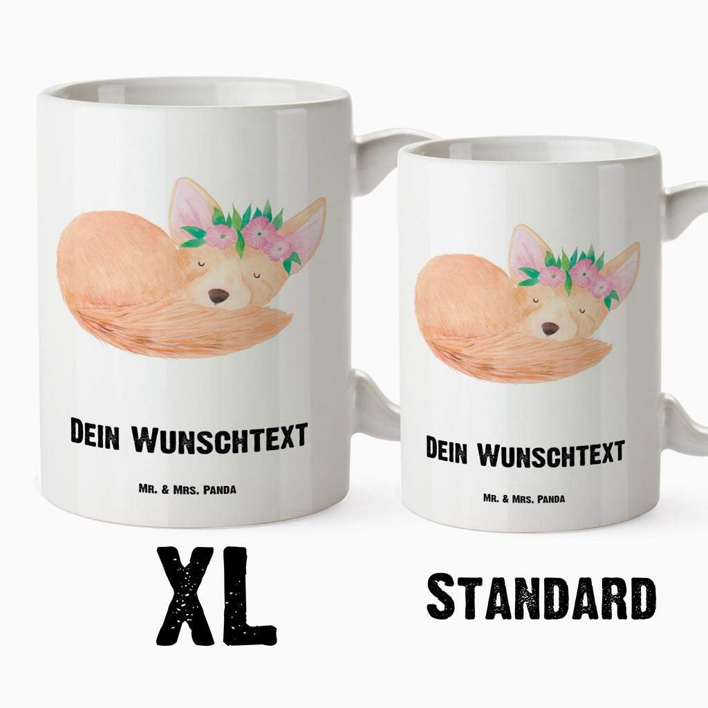 Personalisierte XL Tasse Wüstenfuchs Blumenkranz Personalisierte XL Tasse, Personalisierte Große Tasse, Personalisierte Grosse Kaffeetasse, PErsonalisierter XL Becher, XL Teetasse mit Namen, XL  Becher mit Namen, spülmaschinenfest, Jumbo Tasse, Groß, Personalisiert, XL Tasse mit Namen, XL Namenstasse, Jumbo Namenstasse, Afrika, Wildtiere, Wüste, Wüstenfuchs, Blumen, Blumenkranz, Glücklich