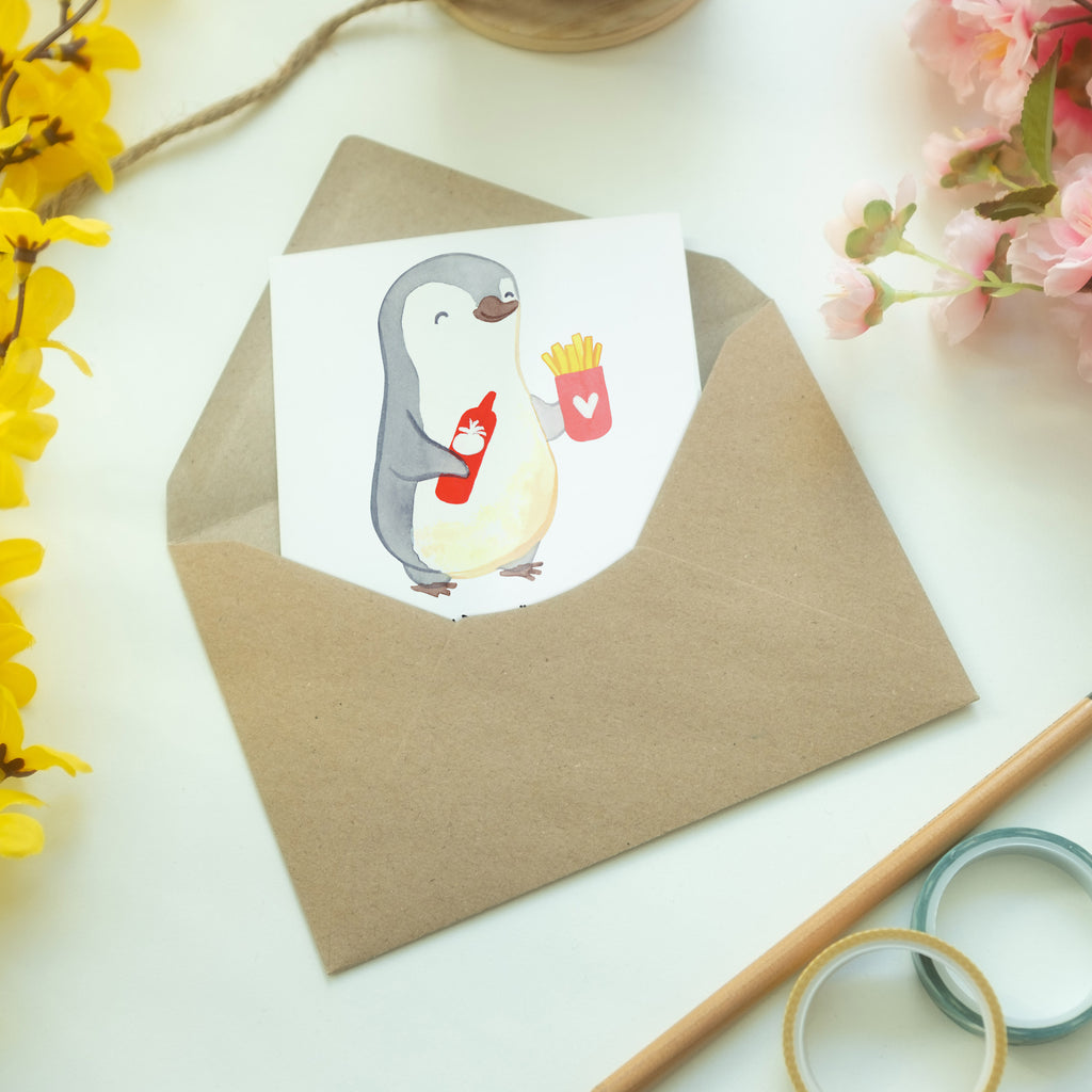 Grußkarte Pinguin Pommes Klappkarte, Einladungskarte, Glückwunschkarte, Hochzeitskarte, Geburtstagskarte, Karte, Liebe, Partner, Freund, Freundin, Ehemann, Ehefrau, Heiraten, Verlobung, Heiratsantrag, Liebesgeschenk, Jahrestag, Hocheitstag, Valentinstag, Geschenk für Frauen, Hochzeitstag, Mitbringsel, Geschenk für Freundin, Geschenk für Partner, Liebesbeweis, für Männer, für Ehemann